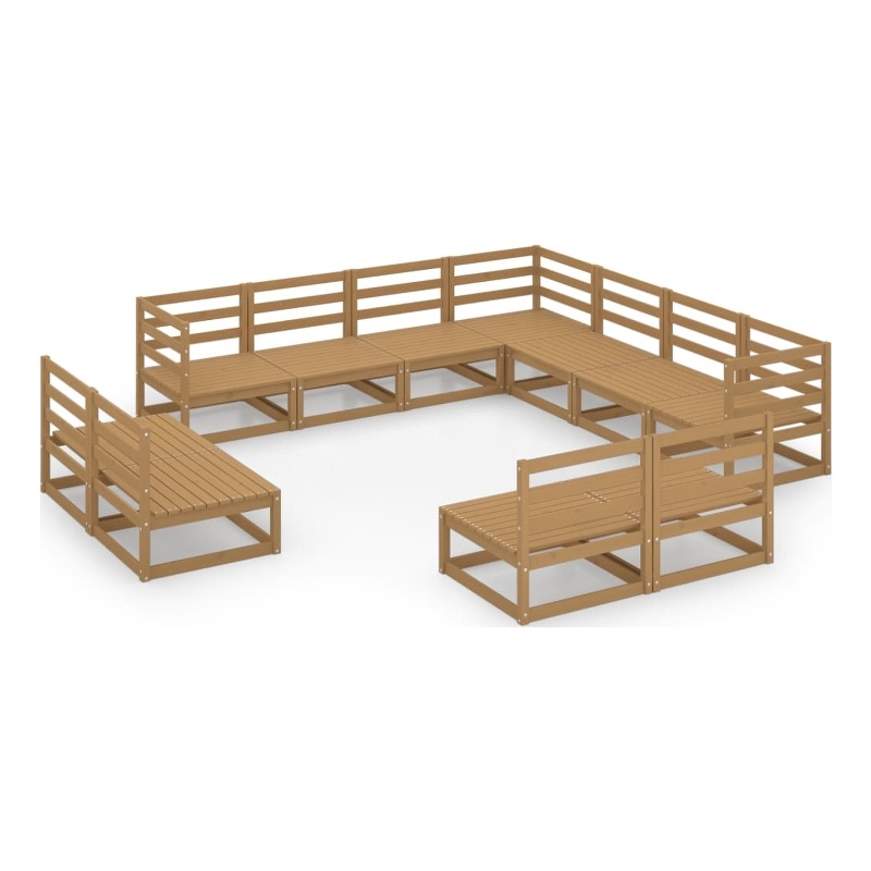 vidaXL 11 Piece Wood Large Garden Lounge Set in Brown