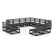 vidaXL 11 Piece Wood Large Garden Lounge Set in Black