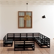 vidaXL 13 Piece Wood Small Garden Lounge Set in Black