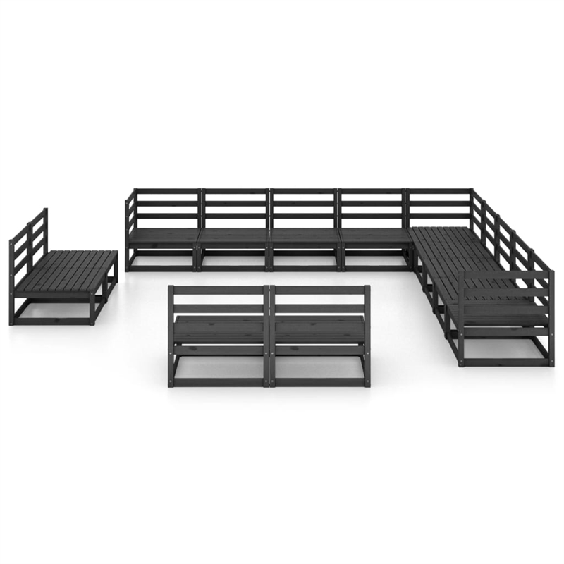 vidaXL 13 Piece Wood Small Garden Lounge Set in Black