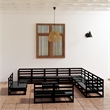 vidaXL 14 Piece Wood Large Garden Lounge Set in Black