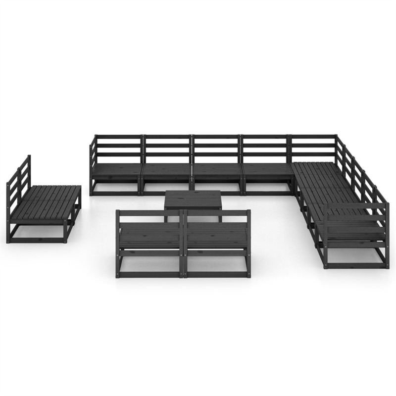 vidaXL 14 Piece Wood Large Garden Lounge Set in Black