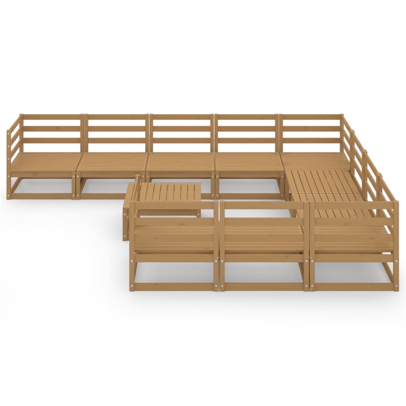 vidaXL 11 Piece Wood Garden Lounge Set in Brown