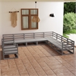 vidaXL 10 Piece Wood Large Garden Lounge Set in Gray