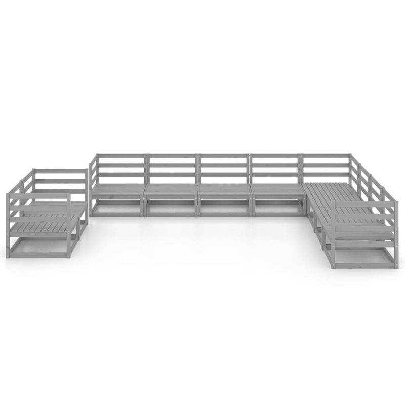 vidaXL 10 Piece Wood Large Garden Lounge Set in Gray