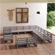 vidaXL 13 Piece Wood Small Garden Lounge Set in Gray