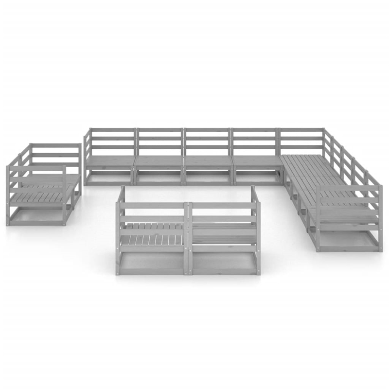 vidaXL 13 Piece Wood Small Garden Lounge Set in Gray