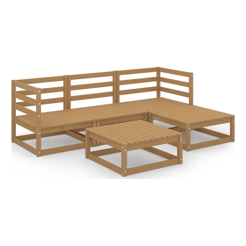 vidaXL 5 Piece Wood Small Garden Lounge Set in Brown