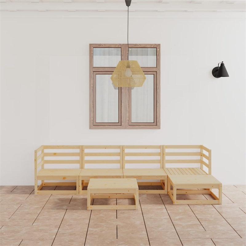 vidaXL 6 Piece Wood Large Garden Lounge Set in Natural