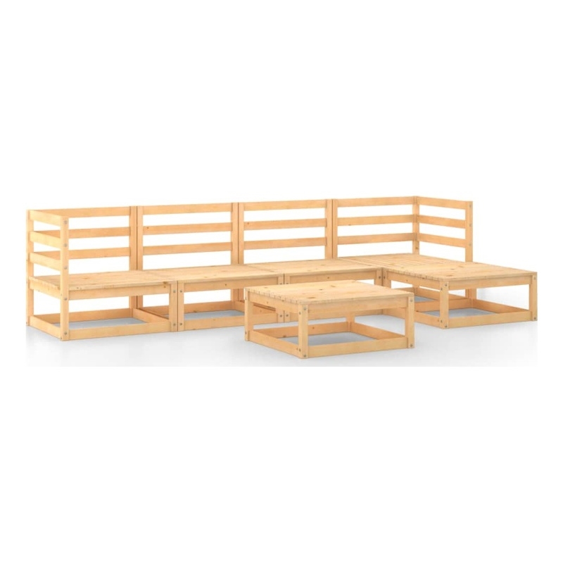 vidaXL 6 Piece Wood Large Garden Lounge Set in Natural