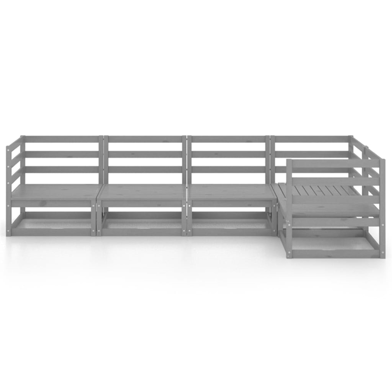 vidaXL 5 Piece Wood Large Garden Lounge Set in Gray