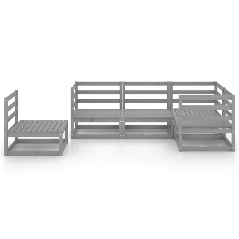 vidaXL 5 Piece Wood Medium Garden Lounge Set in Gray