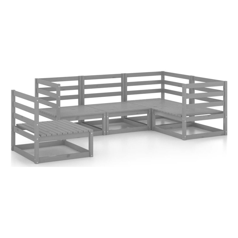 vidaXL 5 Piece Wood Medium Garden Lounge Set in Gray