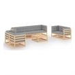 vidaXL 9 Piece Wood Garden Lounge Set in Gray/Natural