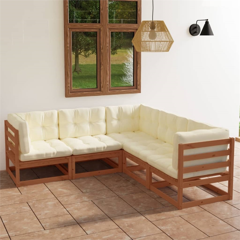 vidaXL 5 Piece Wood Garden Lounge Set in Brown