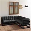 vidaXL 5 Piece Wood Garden Lounge Set in Black