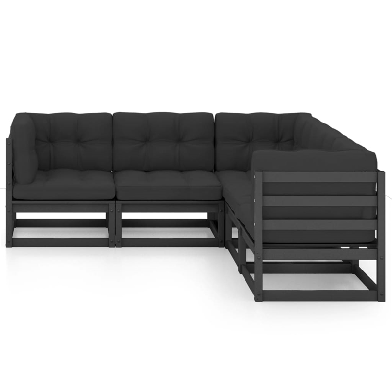 vidaXL 5 Piece Wood Garden Lounge Set in Black