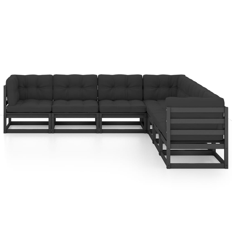 vidaXL 7 Piece Wood Garden Lounge Set in Black