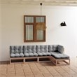 vidaXL 5 Piece Wood Garden Lounge Set in Gray/Natural
