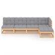 vidaXL 5 Piece Wood Garden Lounge Set in Gray/Natural