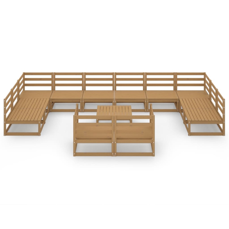 vidaXL 13 Piece Wood Garden Lounge Set in Brown
