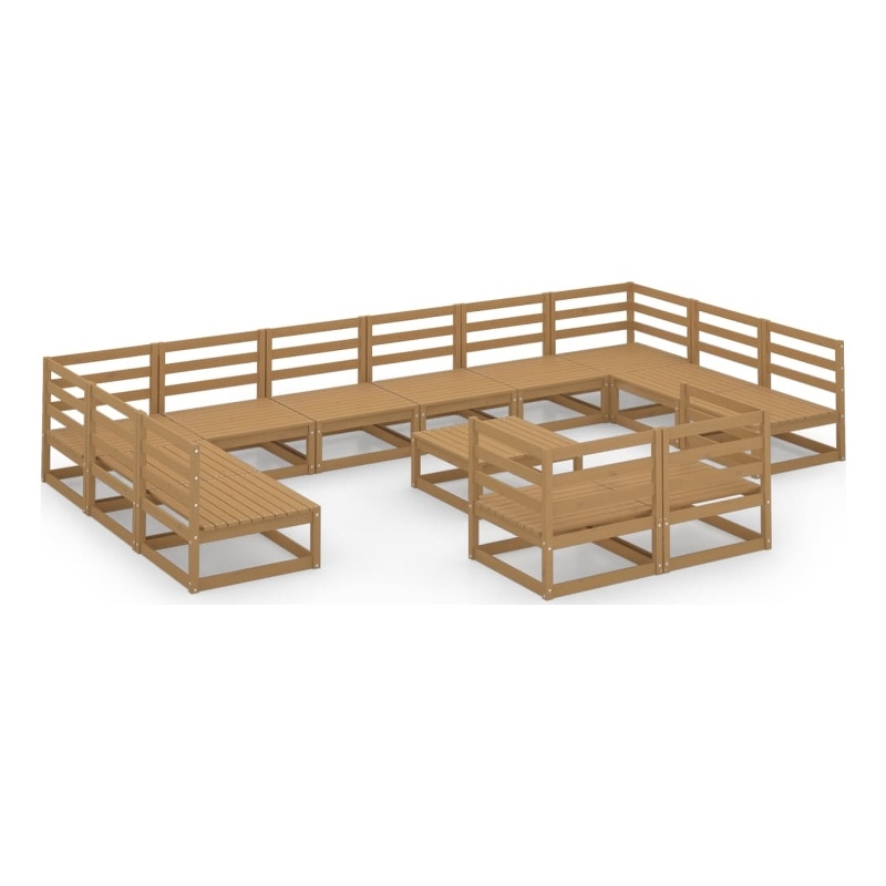 vidaXL 13 Piece Wood Garden Lounge Set in Brown