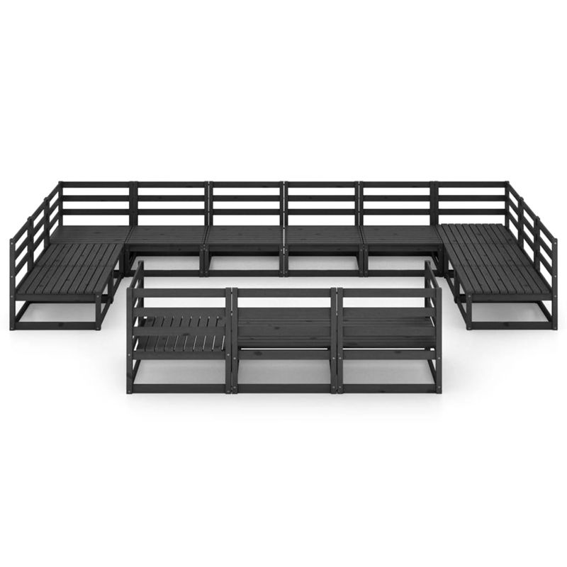 vidaXL 13 Piece Wood Garden Lounge Set in Black
