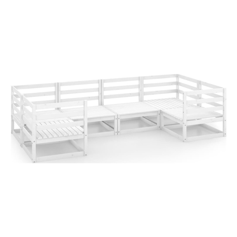 vidaXL 6 Piece Wood Medium Garden Lounge Set in White