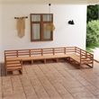 vidaXL 10 Piece Wood Medium Garden Lounge Set in Brown