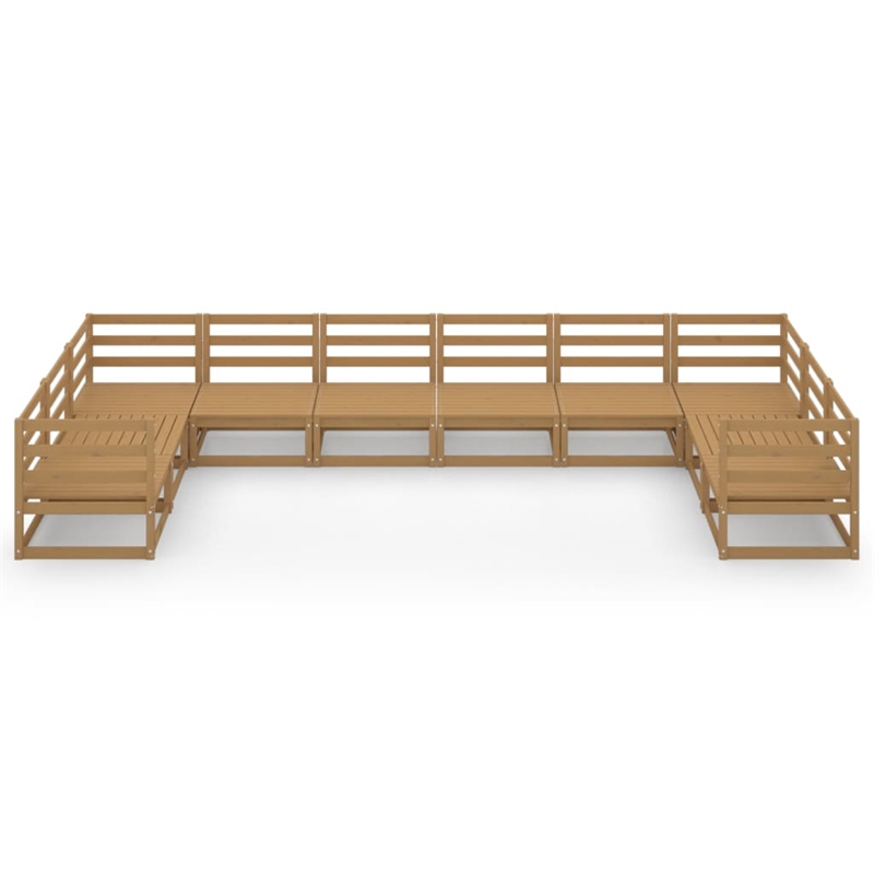 vidaXL 10 Piece Wood Medium Garden Lounge Set in Brown