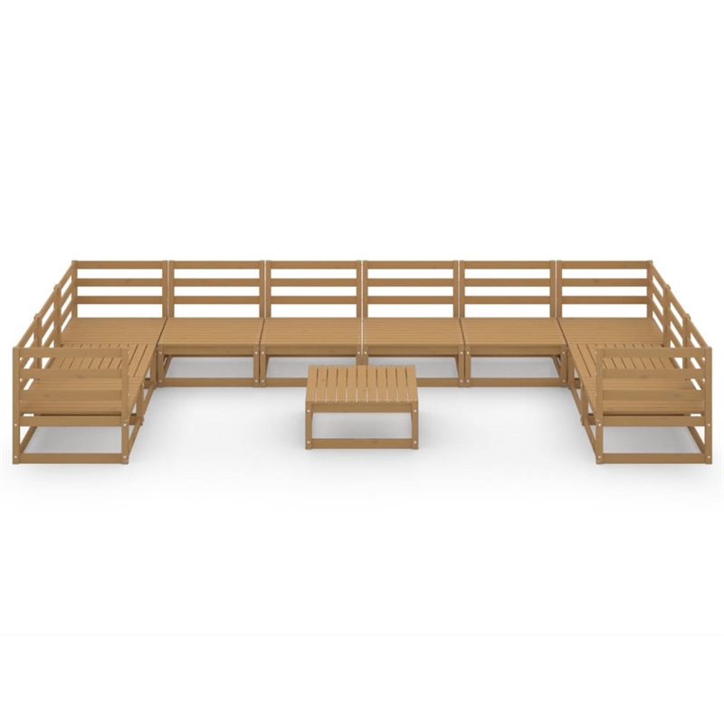 vidaXL 11 Piece Wood Medium Garden Lounge Set in Brown