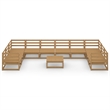 vidaXL 11 Piece Wood Medium Garden Lounge Set in Brown