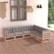 vidaXL 6 Piece Wood Garden Lounge Set in Gray/Natural