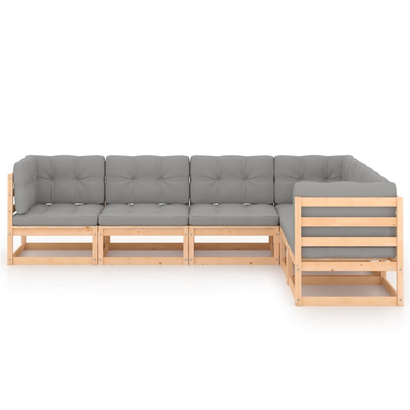 vidaXL 6 Piece Wood Garden Lounge Set in Gray/Natural