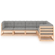 vidaXL 6 Piece Wood Garden Lounge Set in Gray/Natural