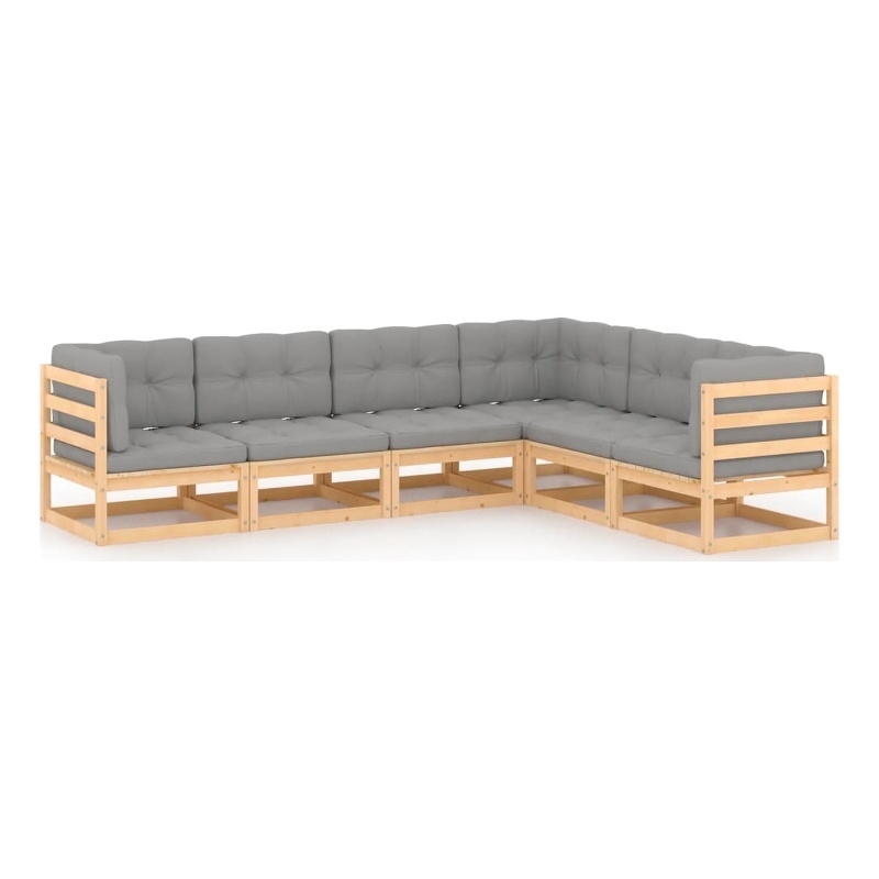 vidaXL 6 Piece Wood Garden Lounge Set in Gray/Natural