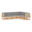 vidaXL 6 Piece Wood Garden Lounge Set in Gray/Natural