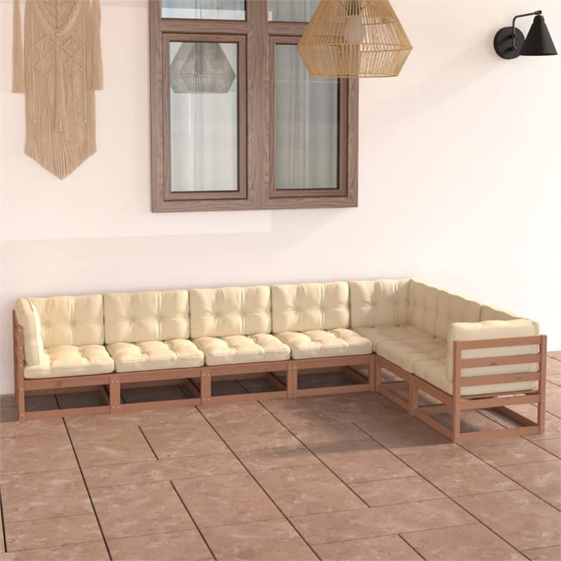 vidaXL 7 Piece Wood Garden Lounge Set in Brown