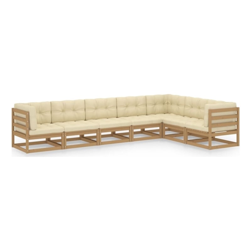 vidaXL 7 Piece Wood Garden Lounge Set in Brown
