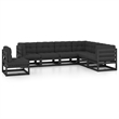 vidaXL 7 Piece Wood Medium Garden Lounge Set in Black