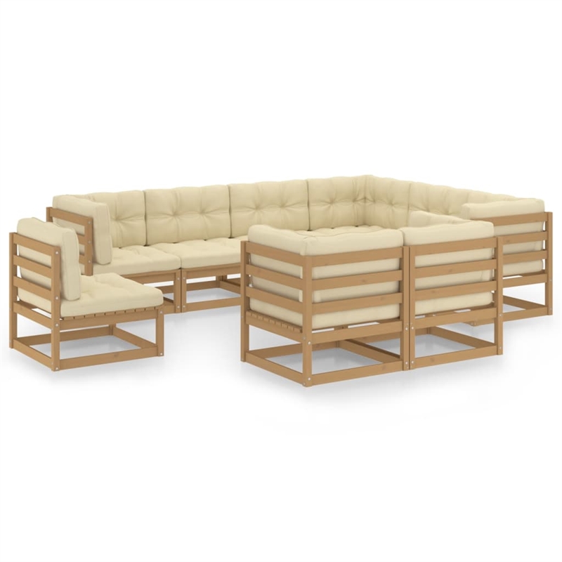 vidaXL 9 Piece Wood Medium Garden Lounge Set in Brown