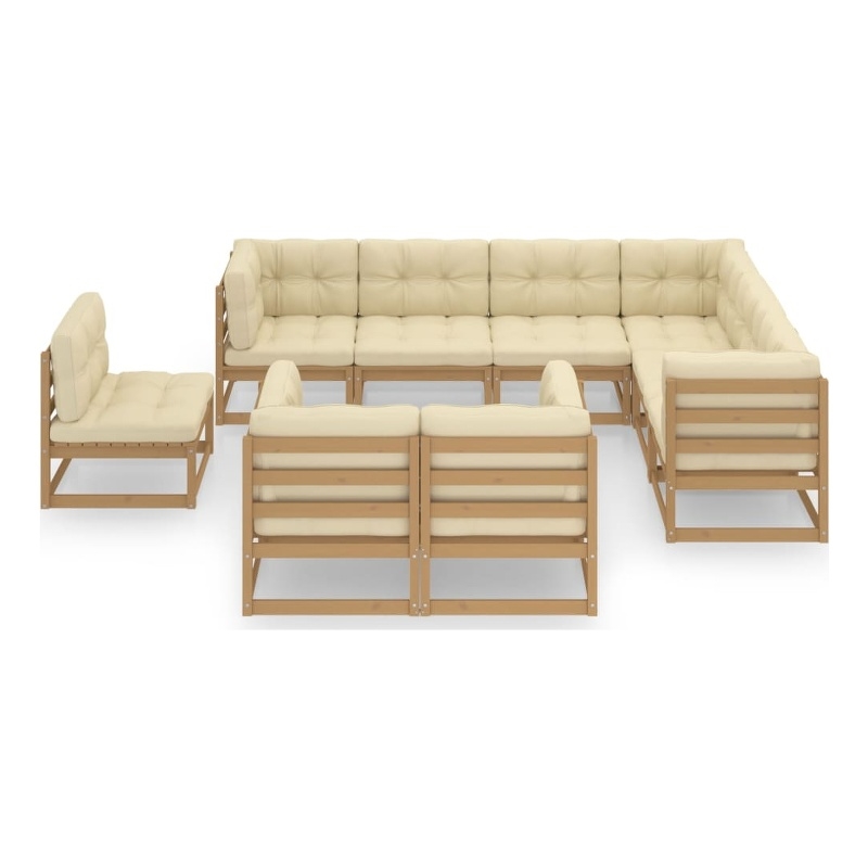vidaXL 9 Piece Wood Medium Garden Lounge Set in Brown