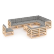 vidaXL 11 Piece Wood Garden Lounge Set in Gray/Natural