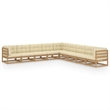 vidaXL 9 Piece Wood Garden Lounge Set in Brown/Cream