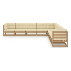 vidaXL 9 Piece Wood Garden Lounge Set in Brown/Cream