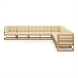 vidaXL 9 Piece Wood Garden Lounge Set in Brown/Cream