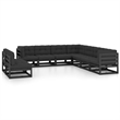 vidaXL 9 Piece Wood Garden Lounge Set in Black