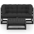 vidaXL 3 Piece Wood Garden Lounge Set in Black/Anthracite