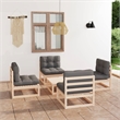 vidaXL 5 Piece Wood Garden Lounge Set in Gray/Natural