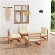 vidaXL 4 Piece Wood Garden Lounge Set in Brown/Cream